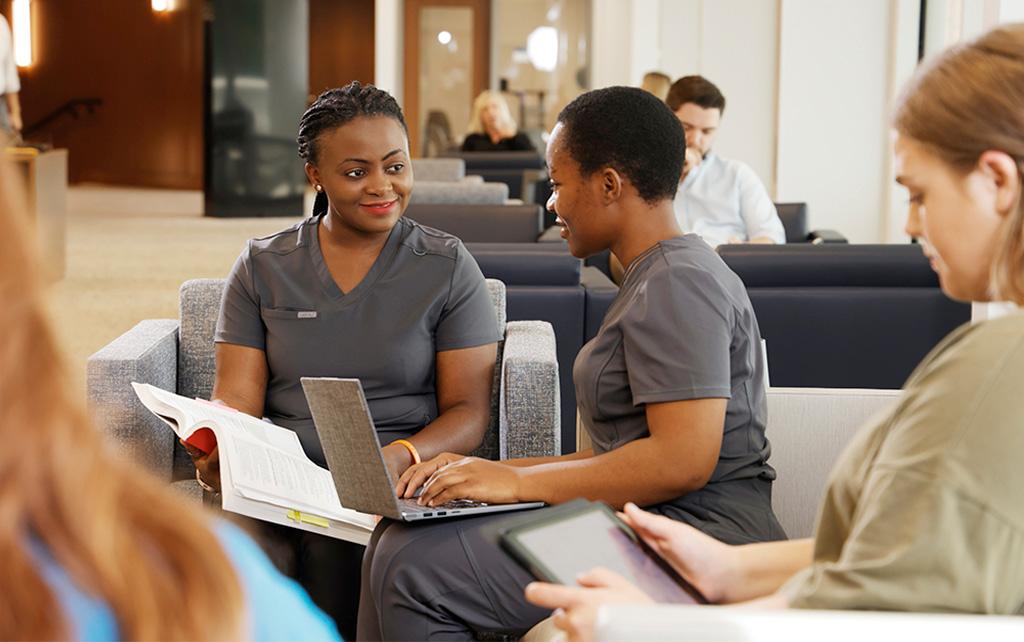 Nursing students studying